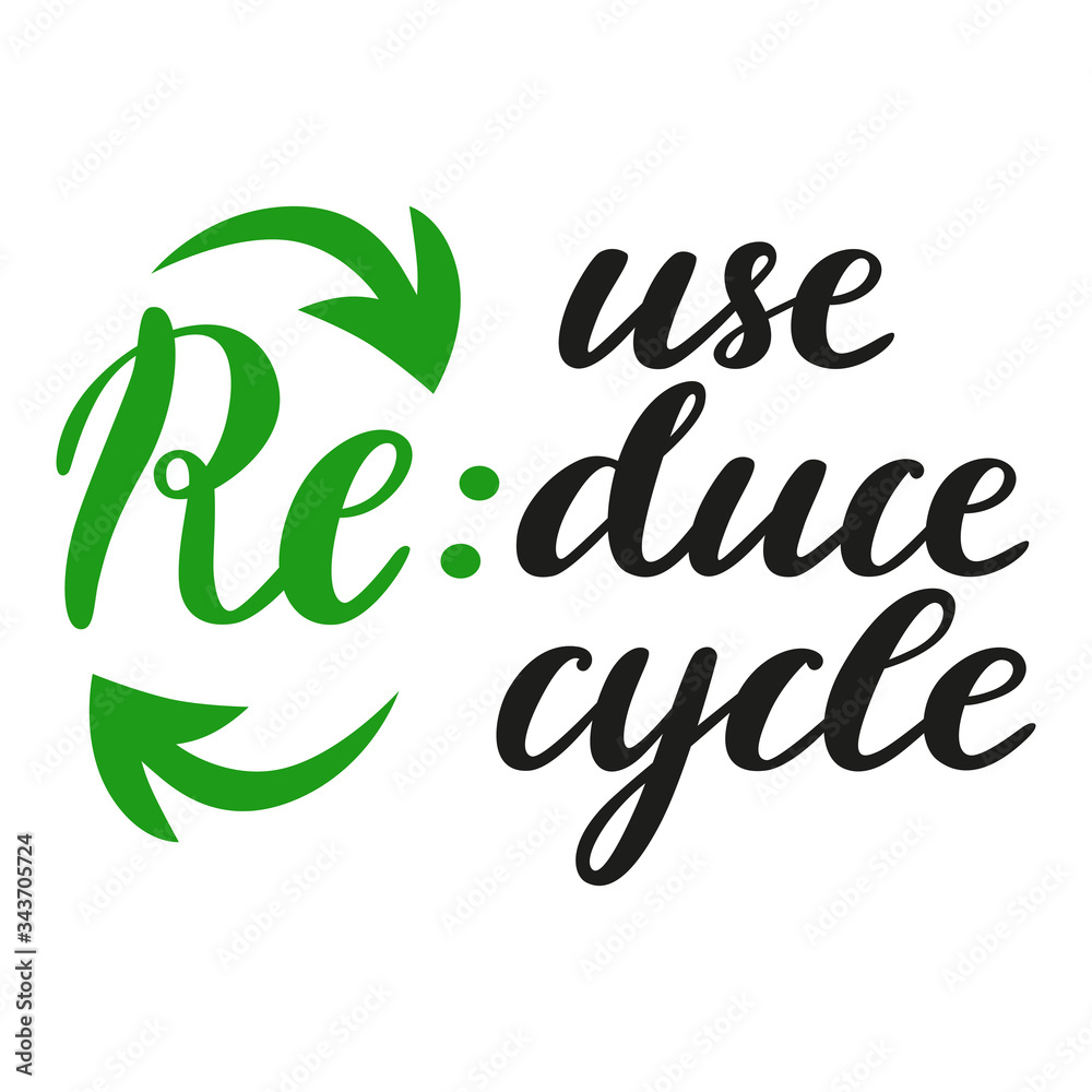 Reuse, reduce, recycle hand-written lettering. Brushpen vector calligraphy isolated on white background. Ecology concept, eco friendly. Creative typography design for card, poster, banner, print. Reuse, reduce, recycle hand-written lettering. Brushpen vector calligraphy isolated on white background. Ecology concept, eco friendly. Creative typography design for card, poster, banner, print.