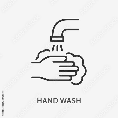 Hand washing line icon on white background.