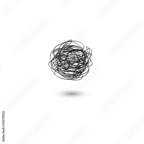 vector Doodle ball of thread. ink sphere Doodle. modern icon of the thought process