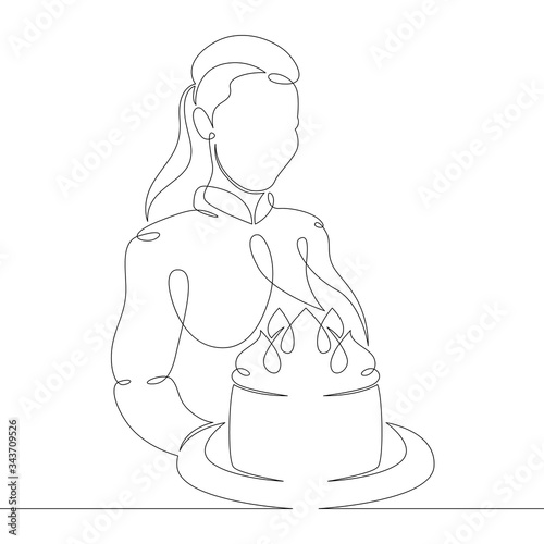 pastry chef cooks cake in the kitchen
