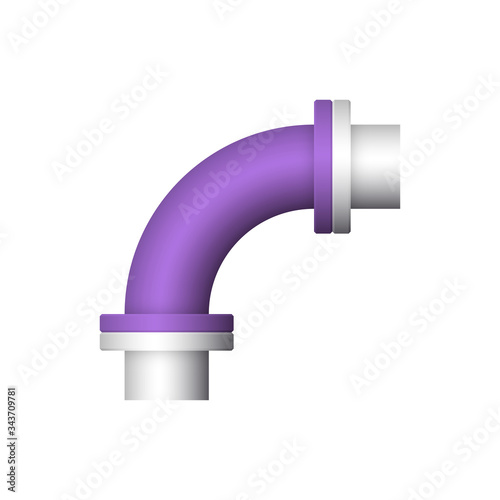 Pipe vector. Made from steel or metal connection by flange fitting fixing by screw and bolt. Part for pipeline construction to transportation oil and gas in industry, water in plumbing and irrigation.