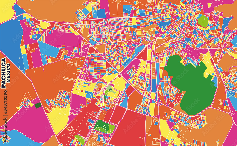 Pachuca, Hidalgo, Mexico, colorful vector map