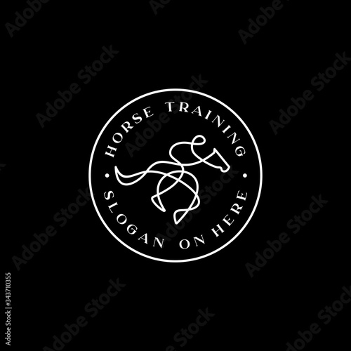 Horse Racing Horserace with monoline Logo design Inspiration