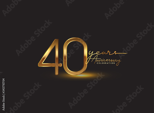 40 Years Anniversary Logo Golden Colored isolated on black background, vector design for greeting card and invitation card
