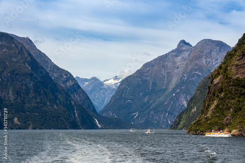 Landscape at Milford Sound in New Zealand. South Island.