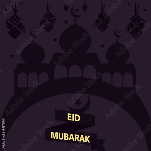 Mosque shape eid mubarak background