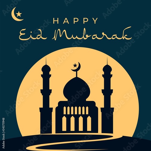 Eid Mubarak Happy Eid background with mosque