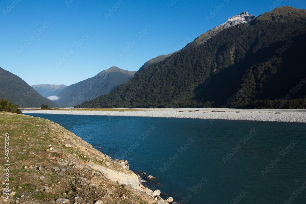 Haast River in Mount Aspiring National Park,West Coast on South Island of New Zealand
