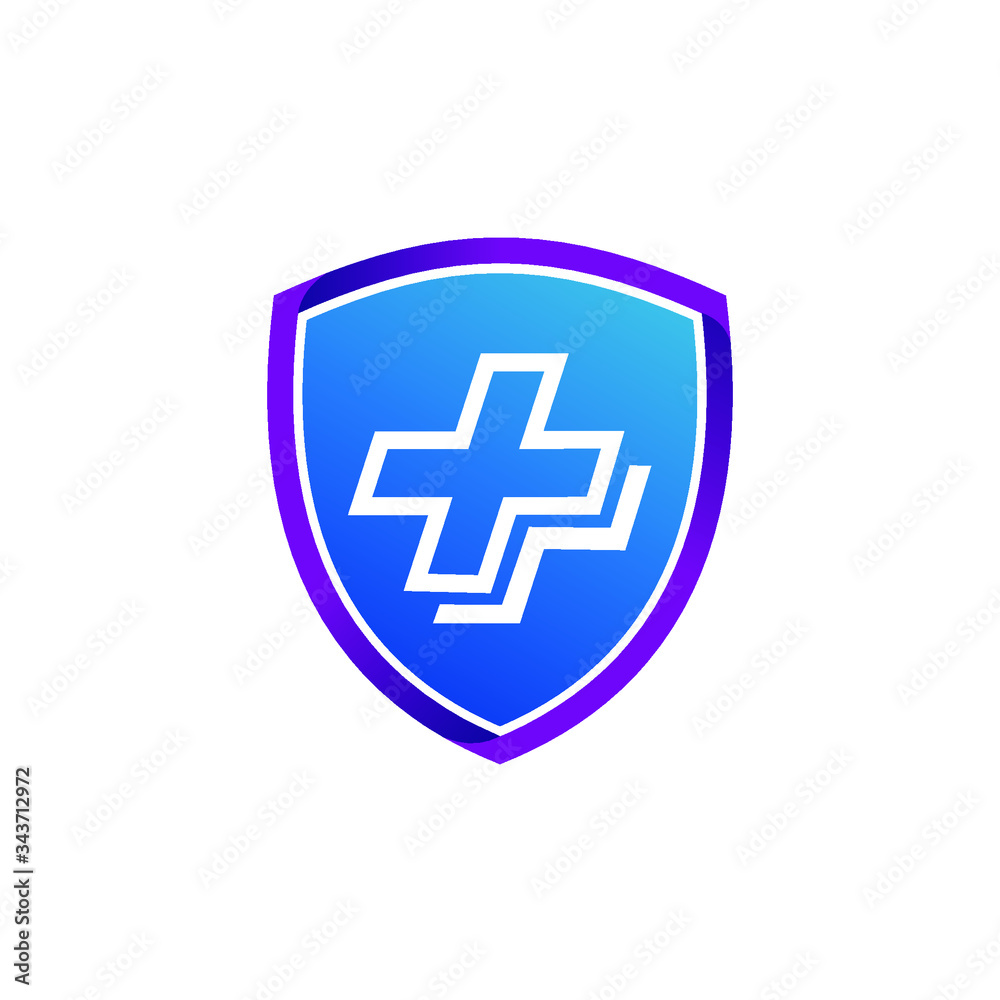 Obraz premium Medical cross with shield logo design