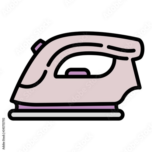 Housework iron icon. Outline housework iron vector icon for web design isolated on white background