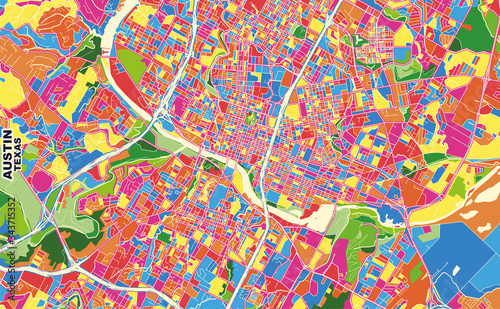 Austin, Texas, U.S.A., colorful vector map