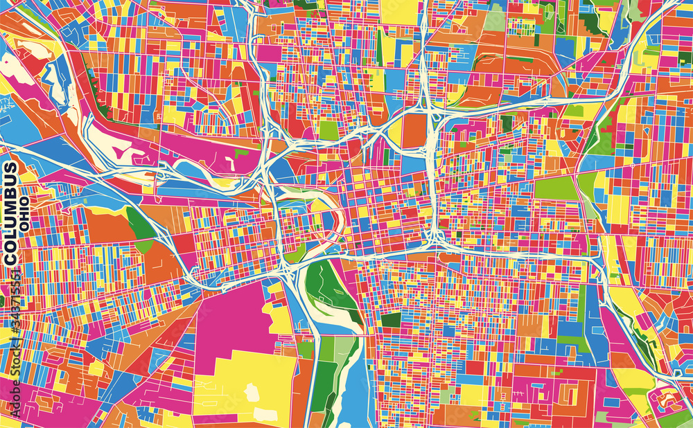 Obraz premium Columbus, Ohio, U.S.A., colorful vector map