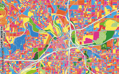 Fort Worth  Texas  U.S.A.  colorful vector map
