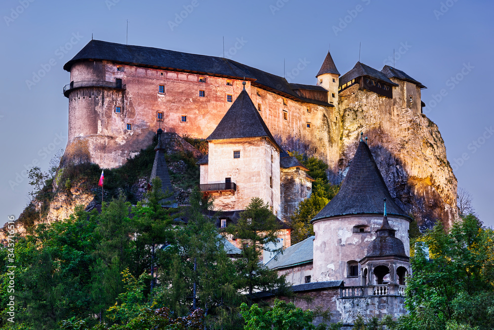 Orava castle (one of the most beautiful castles in Slovakia) on summer sunset