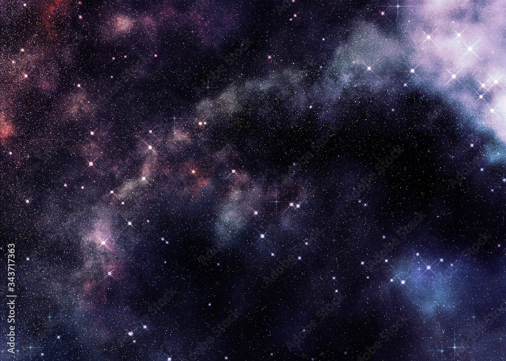 Naklejka premium Starry purple space nebula