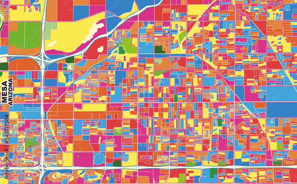 Mesa, Arizona, U.S.A., colorful vector map
