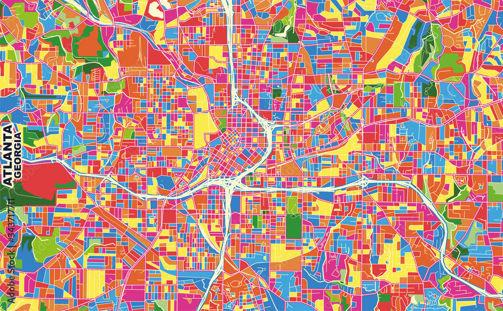 Atlanta, Georgia, U.S.A., colorful vector map