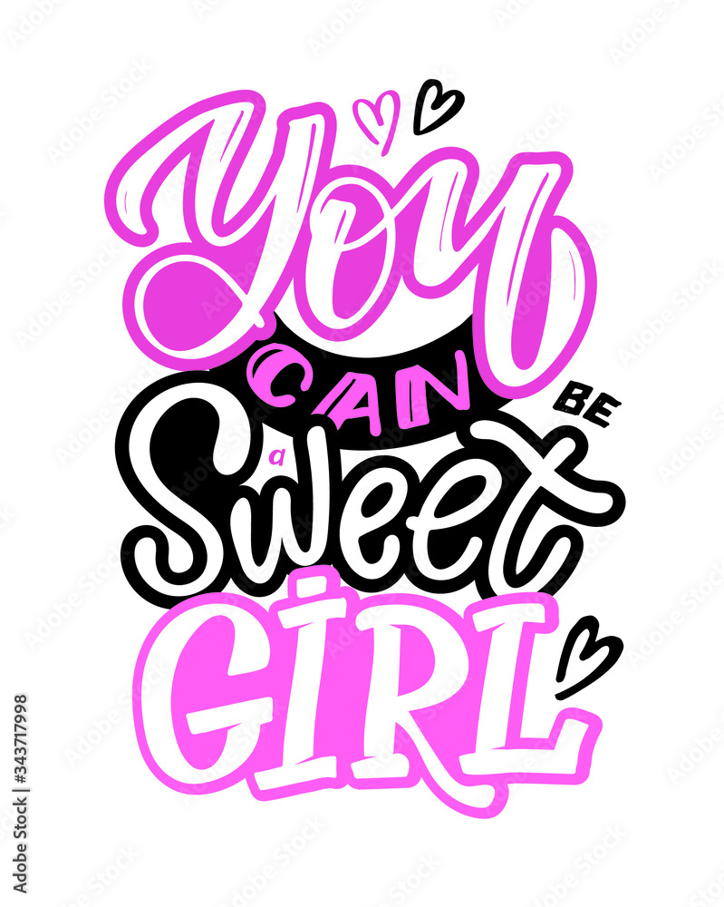 Sweet little girl - cute hand drawn doodle lettering design for banner, poster, t-shirt.