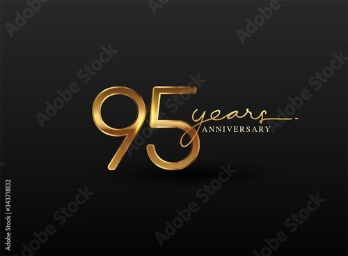 95 Years Anniversary Logo Golden Colored isolated on black background, vector design for greeting card and invitation card