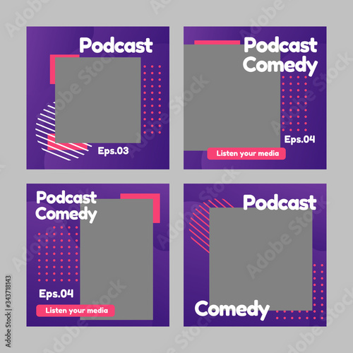 Set of social media templates podcasts