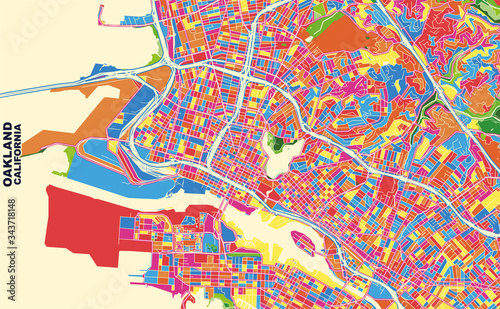 Oakland, California, U.S.A., colorful vector map