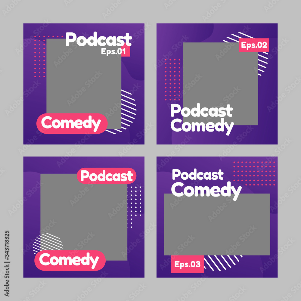 Set of social media templates podcasts Set of social media templates podcasts