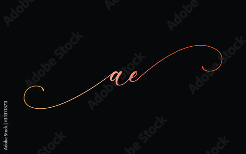 ae or a, e Lowercase Cursive Letter Initial Logo Design, Vector Template