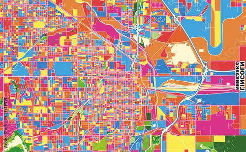 Lincoln  Nebraska  U.S.A.  colorful vector map