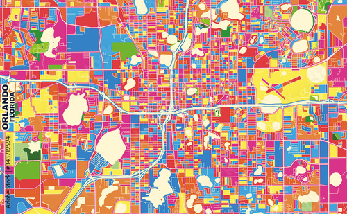 Orlando  Florida  U.S.A.  colorful vector map