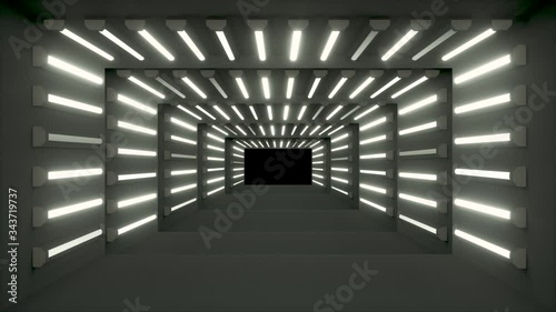 tunnel of light, neon light room, sci-fi tunnel photo