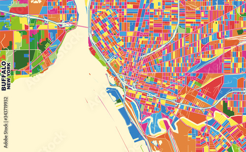Buffalo, New York, U.S.A., colorful vector map