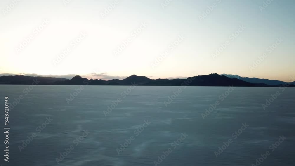 Wonderful View Of Bonneville Salt Flats During Sunset - Beautiful Tourist Destination - Wide Shot Wonderful View Of Bonneville Salt Flats During Sunset - Beautiful Tourist Destination - Wide Shot