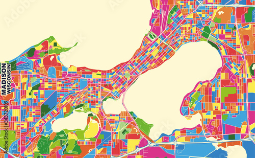 Madison, Wisconsin, U.S.A., colorful vector map