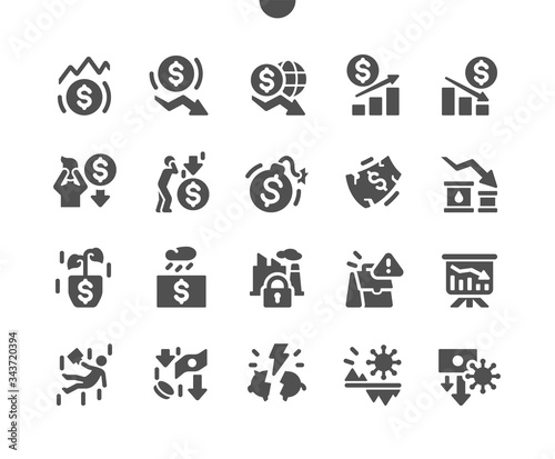 Economic crisis Well-crafted Pixel Perfect Vector Solid Icons 30 2x Grid for Web Graphics and Apps. Simple Minimal Pictogram