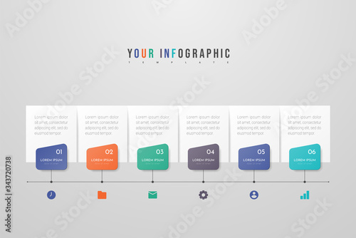 Infographic design with icons and 6 options or steps. Infographics business concept. Can be used for info graphics, flow charts, presentations, web sites, banners, printed materials.