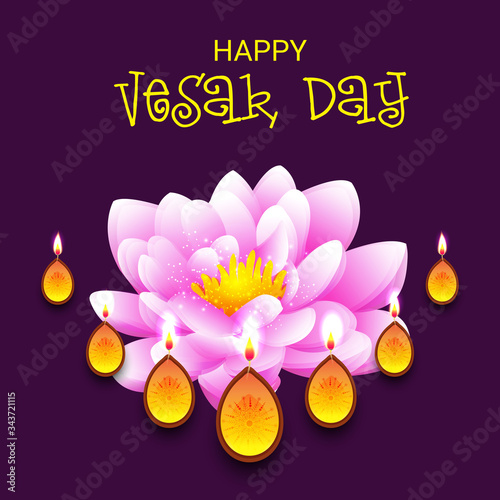 Vector illustration of a background or poster for celebrate Happy Vesak day or Buddha Purnima.