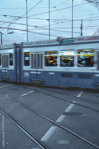 subway train in motion in Zürich Switzerland
