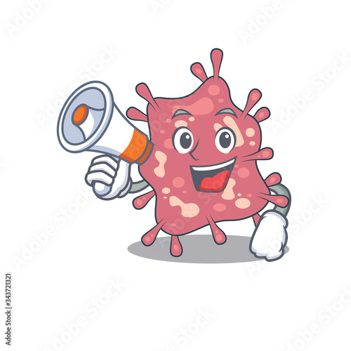 Cartoon character of haemophilus ducreyi having a megaphone