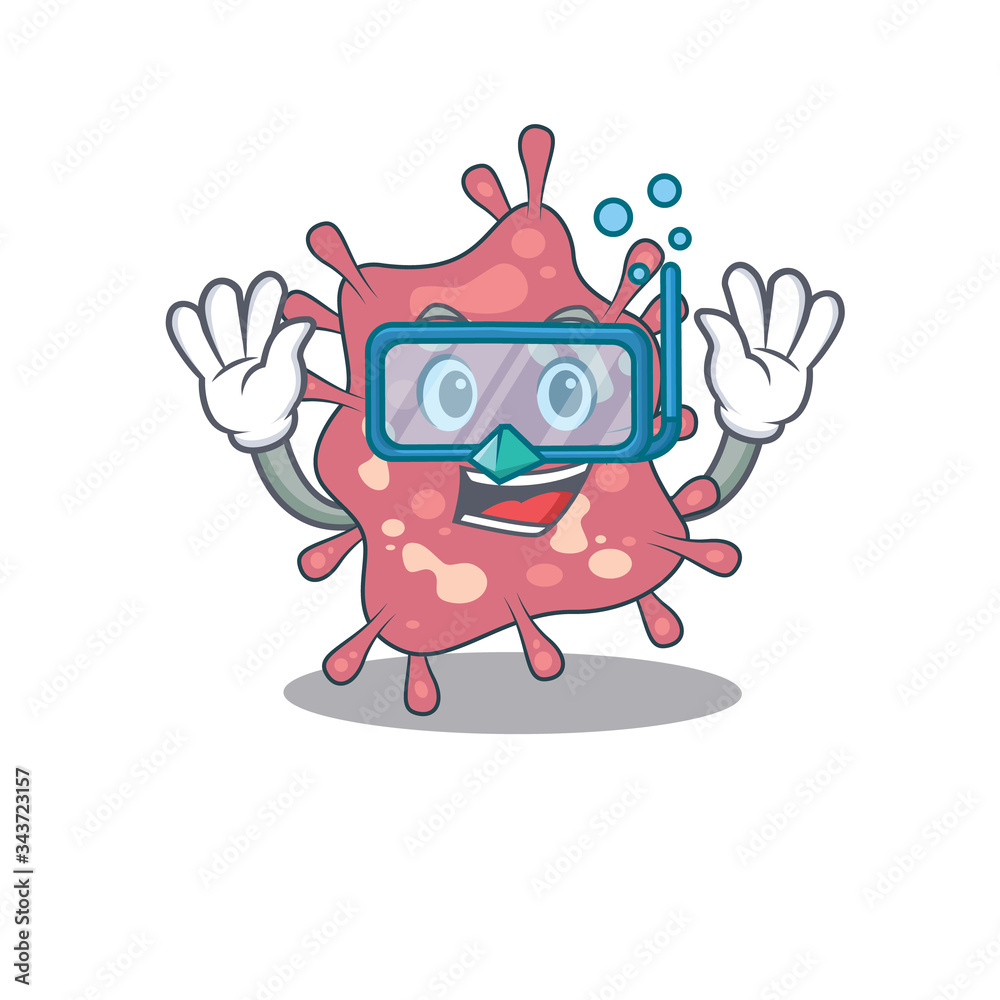 Haemophilus ducreyi mascot design concept wearing diving glasses Haemophilus ducreyi mascot design concept wearing diving glasses