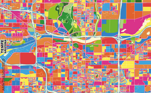 Tempe, Arizona, USA, colorful vector map
