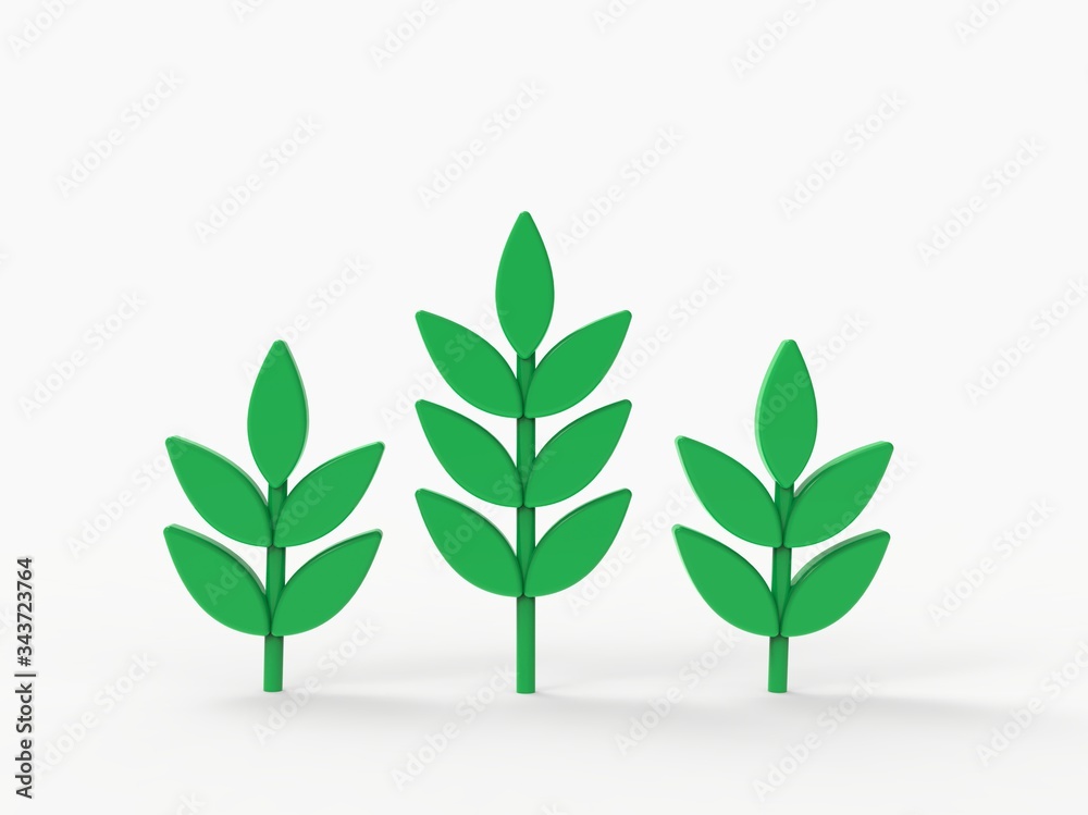 Oat and wheat leaves 3d render illustration Oat and wheat leaves 3d render illustration