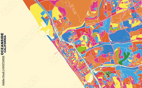 Oceanside, California, USA, colorful vector map