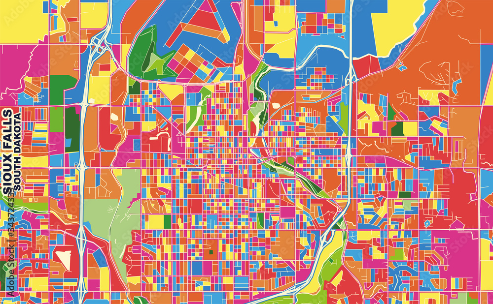 Sioux Falls, South Dakota, USA, colorful vector map