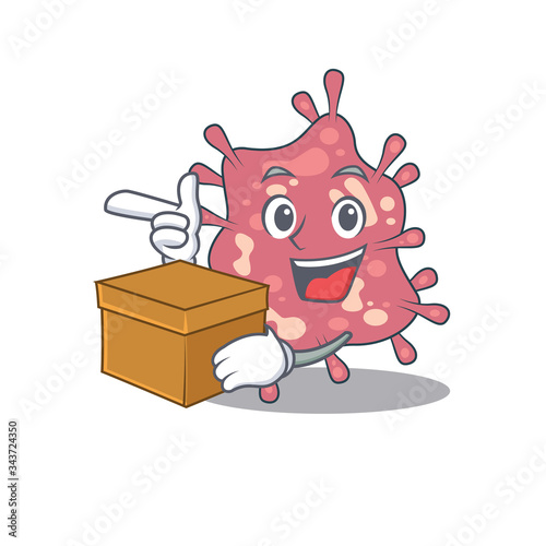 An picture of haemophilus ducreyi cartoon design concept holding a box