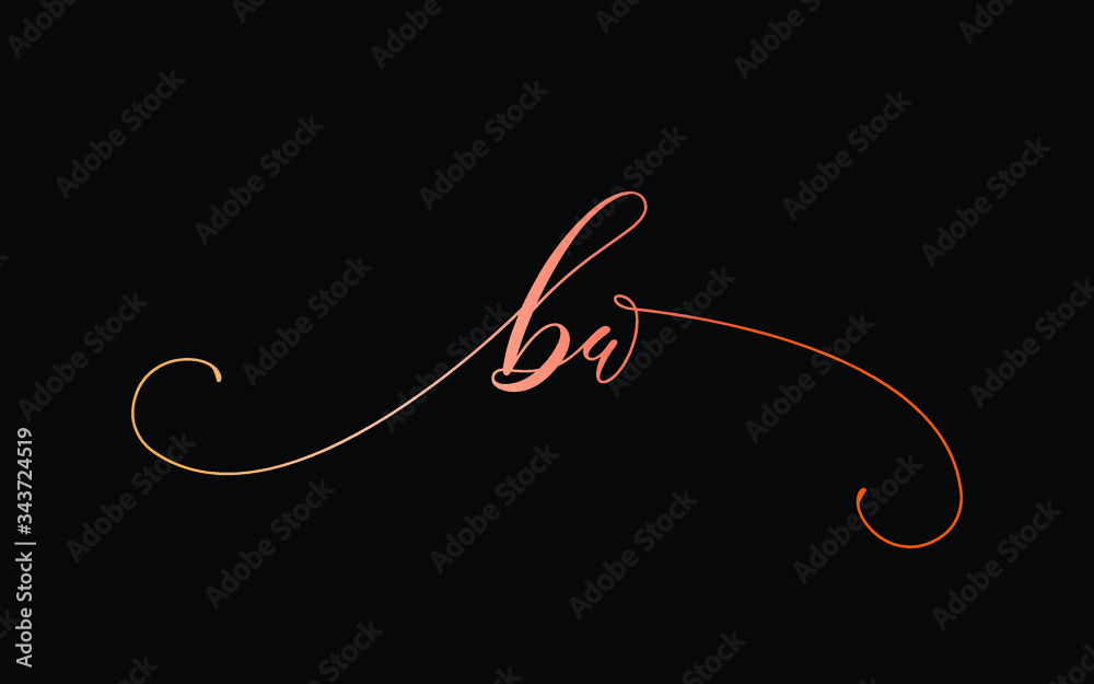 bw or b, w Lowercase Cursive Letter Initial Logo Design, Vector Template