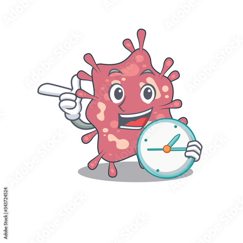 Haemophilus ducreyi mascot design concept smiling with clock