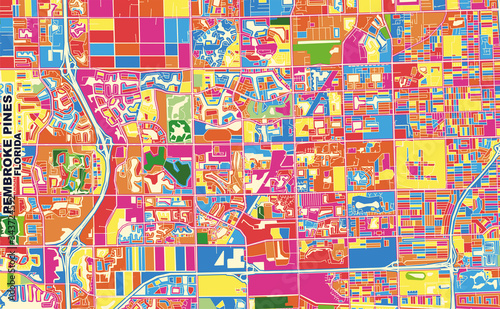 Pembroke Pines, Florida, USA, colorful vector map