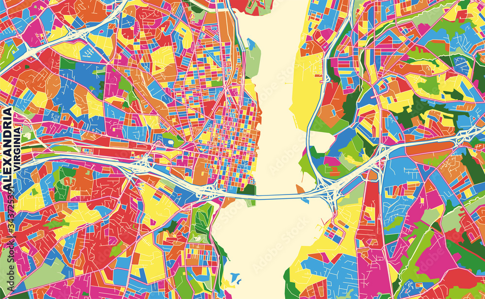 Alexandria, Virginia, USA, colorful vector map