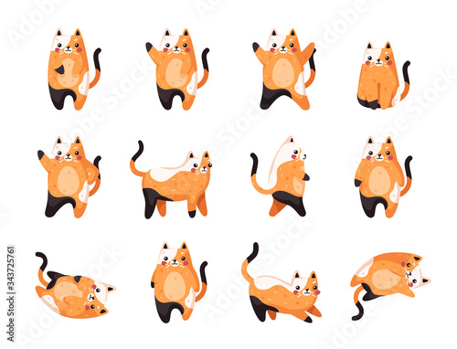 Vector cats. Cute cat set isolated. Funny cartoon animal characters. Different poses and emotions. Flat eps10 illustration. © Ihor