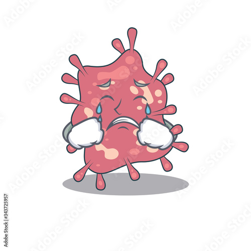 Cartoon character design of haemophilus ducreyi with a crying face photo